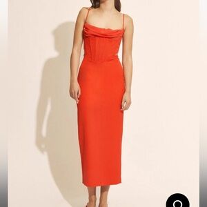 Bardot Martini Midi Dress In Fire Red